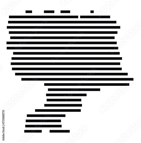 Symbol Map of the city Rathenow (Brandenburg, Germany) showing the area of the city with just a few black horizontal lines