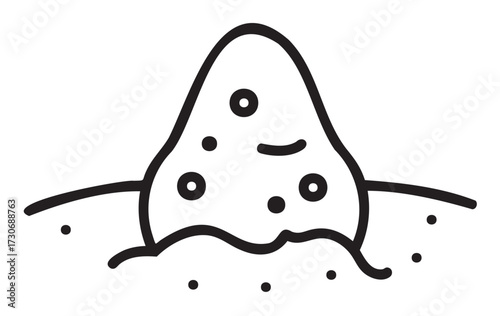 Smiling acne pimple cartoon with facial blemishes on skin - stock vector