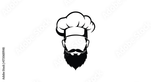A striking chef portrait with beard and hat bold black silhouette