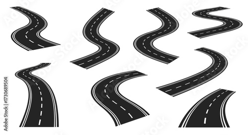 Collection of winding roads and pathways for travel and transportation.