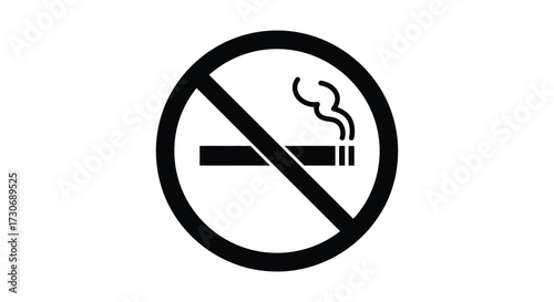 Simple no smoking sign with a cigarette bold black and white silhouette