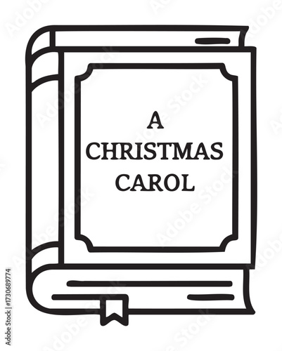 Line art book cover for 'a christmas carol' with bold black outline - stock vector