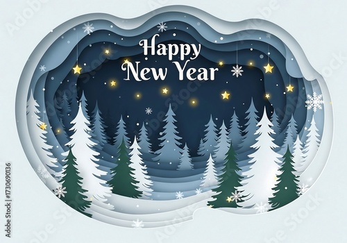 Elegant Paper Craft Design for Happy New Year Greeting