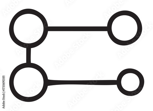 Minimalistic geometric line art: interconnected circles and lines design - stock vector