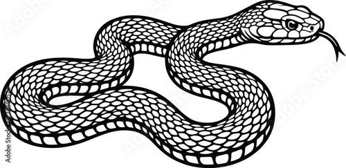 Snake Silhouette Vector Illustration with Clean Scale Pattern