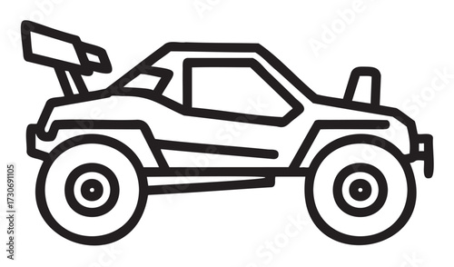 Simple black and white outline of off-road buggy vehicle - stock vector
