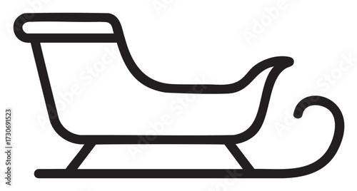 Simple black outline of christmas sleigh design - stock vector