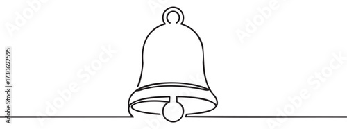 Simple line drawing of bell on white background - stock vector