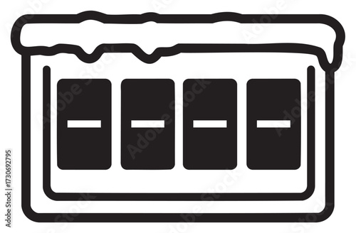 Minimalist black and white toaster bread icon with toast slices - stock vector