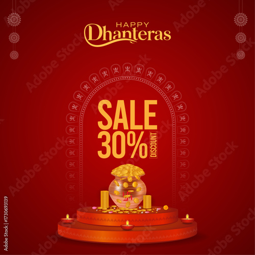  Dhanteras sale, gold pot. Happy Dhanteras Poster