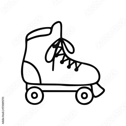 Classic Quad Roller Skate Outline. This iconic wheeled footwear illustration evokes feelings of fun, movement, and retro recreation. Perfect for youthful designs.