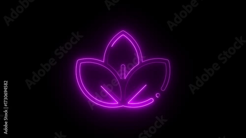 Glowing Green Neon Leaf Symbol Yin Yang Abstract Motion Background Nature Eco Friendly Concept