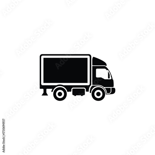 Minimalist Black Truck Silhouette Icon Design on Transparent Background. Isolated Style