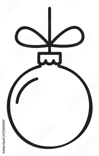 Minimalist christmas ornament outline with bow for holiday decoration - stock vector