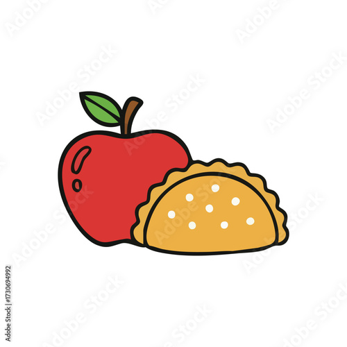 Healthy Apple and Sweet Baked Treat. Vibrant fruit and golden pastry side by side. Symbolizes dietary choice, a delightful contrast between wholesome eating and occasional indulgence.