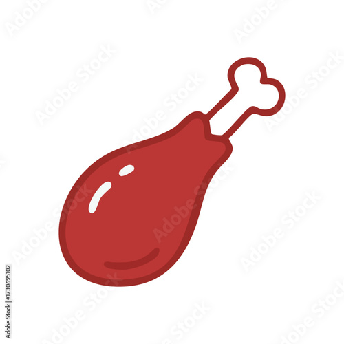 Delicious Red Poultry Drumstick. This appealing culinary artwork features a succulent chicken thigh, evoking hunger and flavor for menus or recipe content.