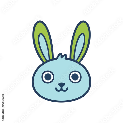 Cute Cartoon Bunny Face. This charming animal illustration captures a gentle and playful spirit, perfect for children's designs. Its innocent expression symbolizes warmth and happiness.