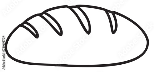 Simple outline of a loaf of bread with decorative slashes - stock vector
