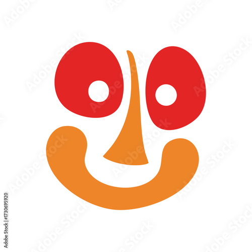 Joyful Abstract Character Icon. This vibrant emblem conveys happiness and warmth. Its stylized features with bright hues symbolize positive emotions and a friendly spirit for various uses.