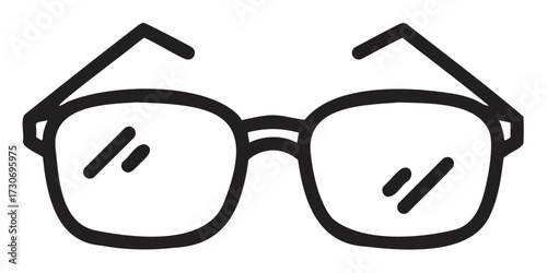 Minimalist black line art illustration of glasses icon - stock vector