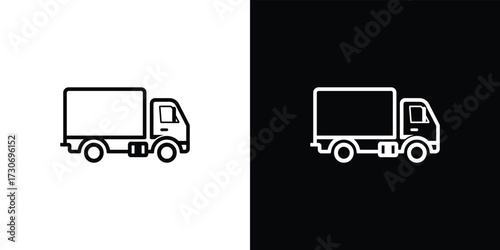 Minimalist Truck Line Art Icon Isolated with Transparent Background Transport concept