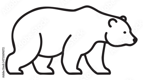 Polar bear outline illustration in minimalist style - stock vector