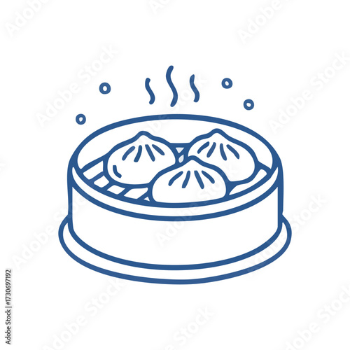 Warm Steamed Dim Sum Illustration. Delightful depiction of traditional Asian cuisine. These savory pockets of goodness symbolize comfort and authentic gastronomic experiences.