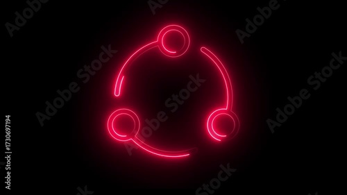 Neon, line art concept Share icone 4k video animation on black background.