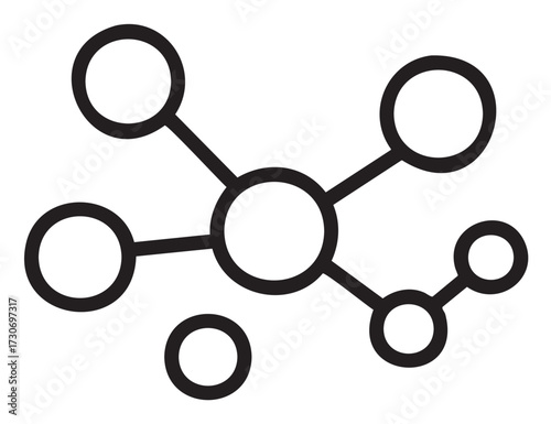 Simplified molecular structure diagram with connected circles - stock vector