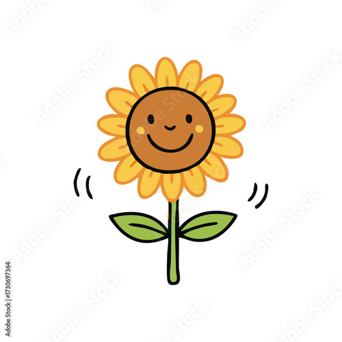 Joyful Cartoon Flower Art. An enchanting floral graphic, this sweet rendition exudes positive energy. The animated bloom's happy visage represents pure contentment and optimism.