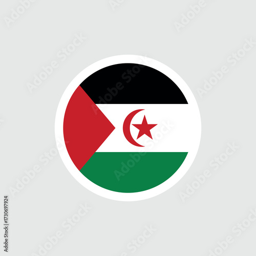 Flag of the Sahrawi Arab Democratic Republic (Western Sahara, SADR). Black, white, and green with an Arabic crescent and star. Symbol of the Sahrawi Arab Democratic Republic.