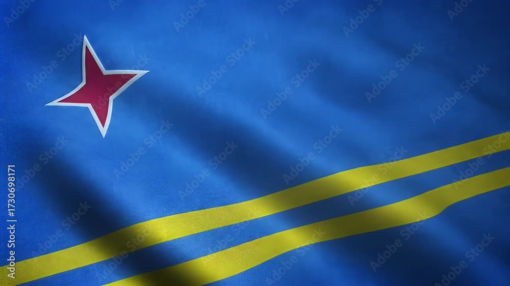 Closeup Shot Of Waving Flag Aruba With Interesting Textures
