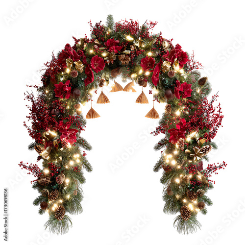 christmas wreath on white background