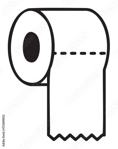 Simple line art of a toilet paper roll with cutout edges - stock vector