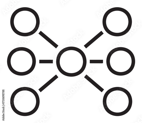 Abstract network diagram with central hub and connected nodes - stock vector