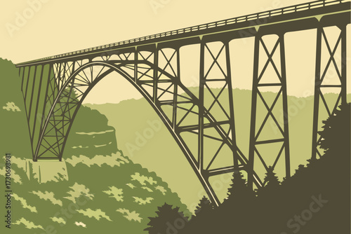 High Bridge in Kentucky, historic railroad truss bridge towering above Kentucky River gorge