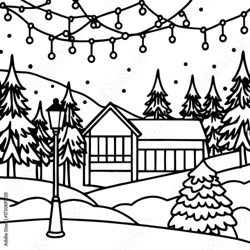Architecture noël hiver ville paysage chateaux bungalow illustration dessin animé vecteur maison village saison neige fenêtre arbre vacances icône conception scène commune bâtiment dessin festive