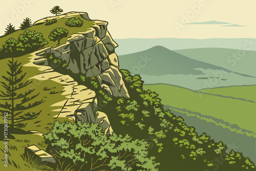 Hawksbill Mountain in Virginia, Shenandoah’s highest point with rocky summit cliffs and expansive views