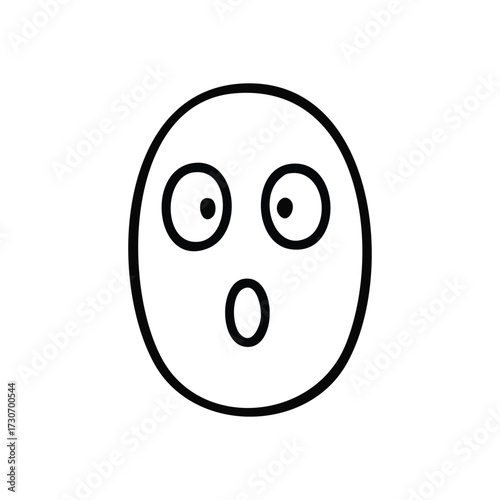 Surprised Emoticon Wide Eyes. A simple vector graphic portraying an astonished face with an open mouth. This cartoon symbol conveys sudden revelation, disbelief, or awe.
