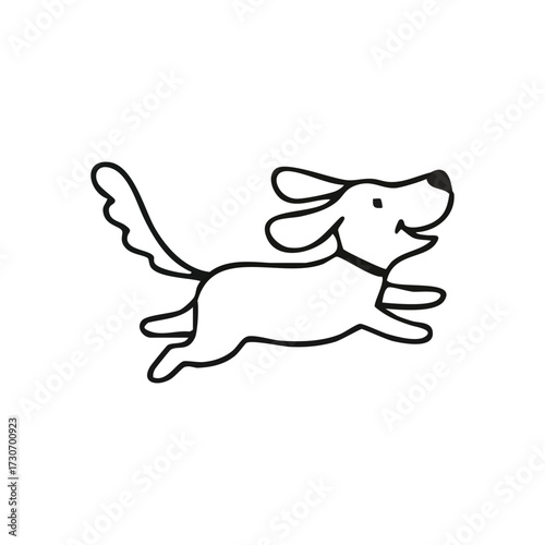 Happy Playful Dog Illustration. This cheerful canine graphic captures pure bliss and spirited movement. An adorable animal icon symbolizing energy, loyalty, and joyful pet companionship.