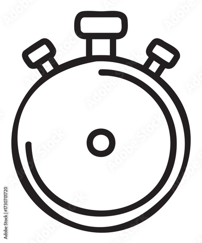 Black and white stopwatch icon with minimalistic line art design - stock vector