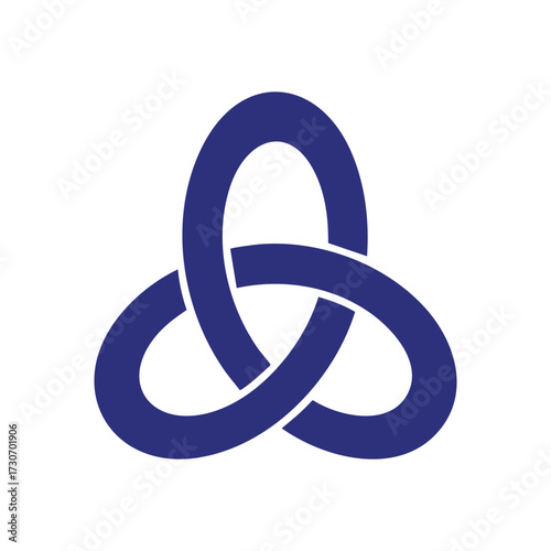Abstract Blue Intertwined Knot Design. Vibrant cobalt emblem representing eternal connection and endless unity. This sophisticated graphic illustration conveys continuity for diverse projects.