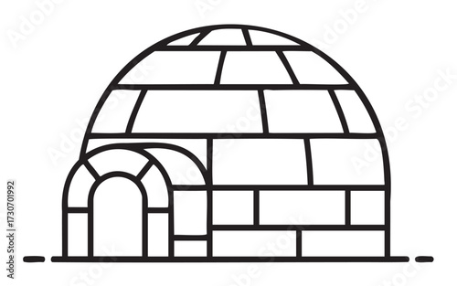 Outline of a traditional igloo structure with entrance - stock vector