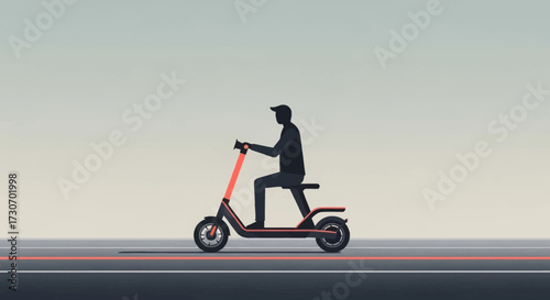 Stylish commuting with a modern electric scooter for eco-friendly urban lifestyle, minimal design for sustainable transportation solutions, perfect for city travels