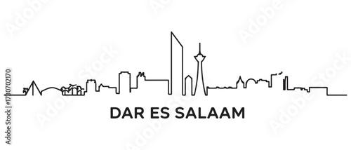 Dar es Salaam Line Art skyline silhouette. Black Dar es Salaam city. with white background