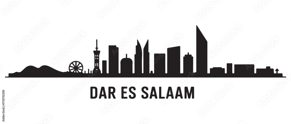 Fototapeta premium Dar es Salaam Line Art skyline silhouette. Black Dar es Salaam city. with white background