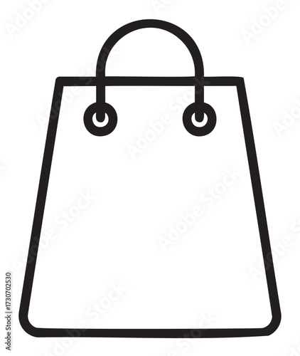 Minimalist shopping bag icon – black and white line art design - stock vector
