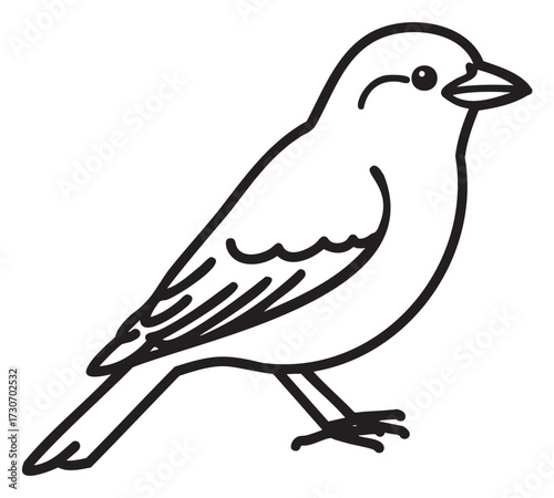 Line drawing of a sparrow bird outline in simple style - stock vector