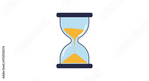 Simple illustration of an hourglass with flowing sand a time passing silhouette