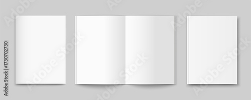Magazine mock up set isolated, empty book softcover, 3d brochure template